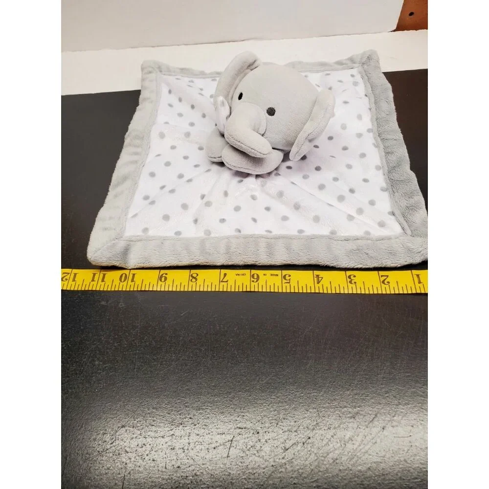 12 Inch Gray Elephant square with satin trim Lovee Plush